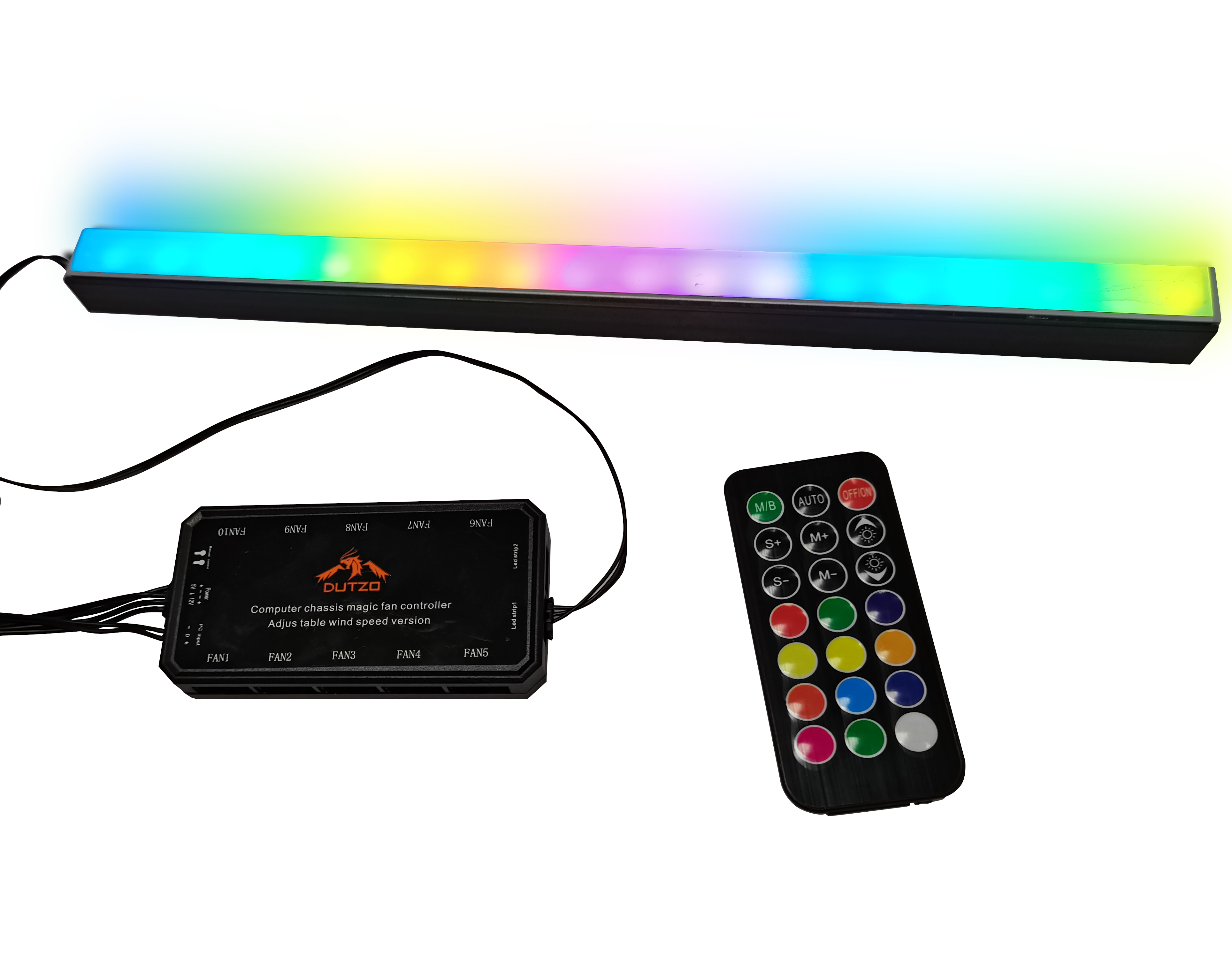 DUTZO Premium Adressable RGB Strip 30cm med controller & fjernbetjening Kabinet Tilbehør DSTRIP-PRE-30-ARGB+CON