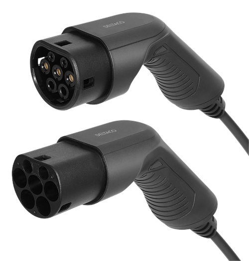 Deltaco e-Charge EV-1203 opladningskabel til elbiler, type 2 til type 2, 1 fase, 16 A, 3,6 kW, 3 meter, sort Ladeboks