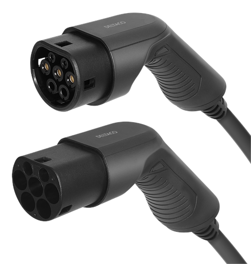 Deltaco e-Charge EV-1217 opladningskabel til elbiler, type 2 til type 2, 1 fase, 32 A, 7,6 kW, 7 meter, sort Ladeboks