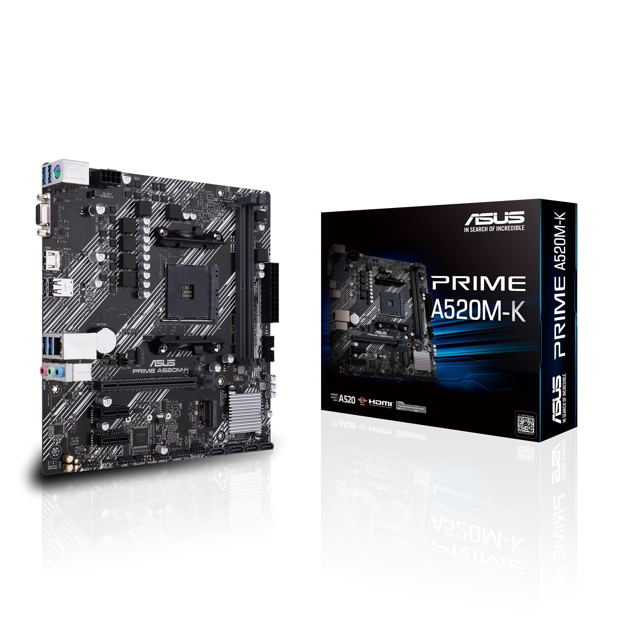 ASUS PRIME A520M-K Bundkort - AMD A520 - AMD AM4 - DDR4 RAM - Micro-ATX Bundkort 90MB1500-M0EAY0