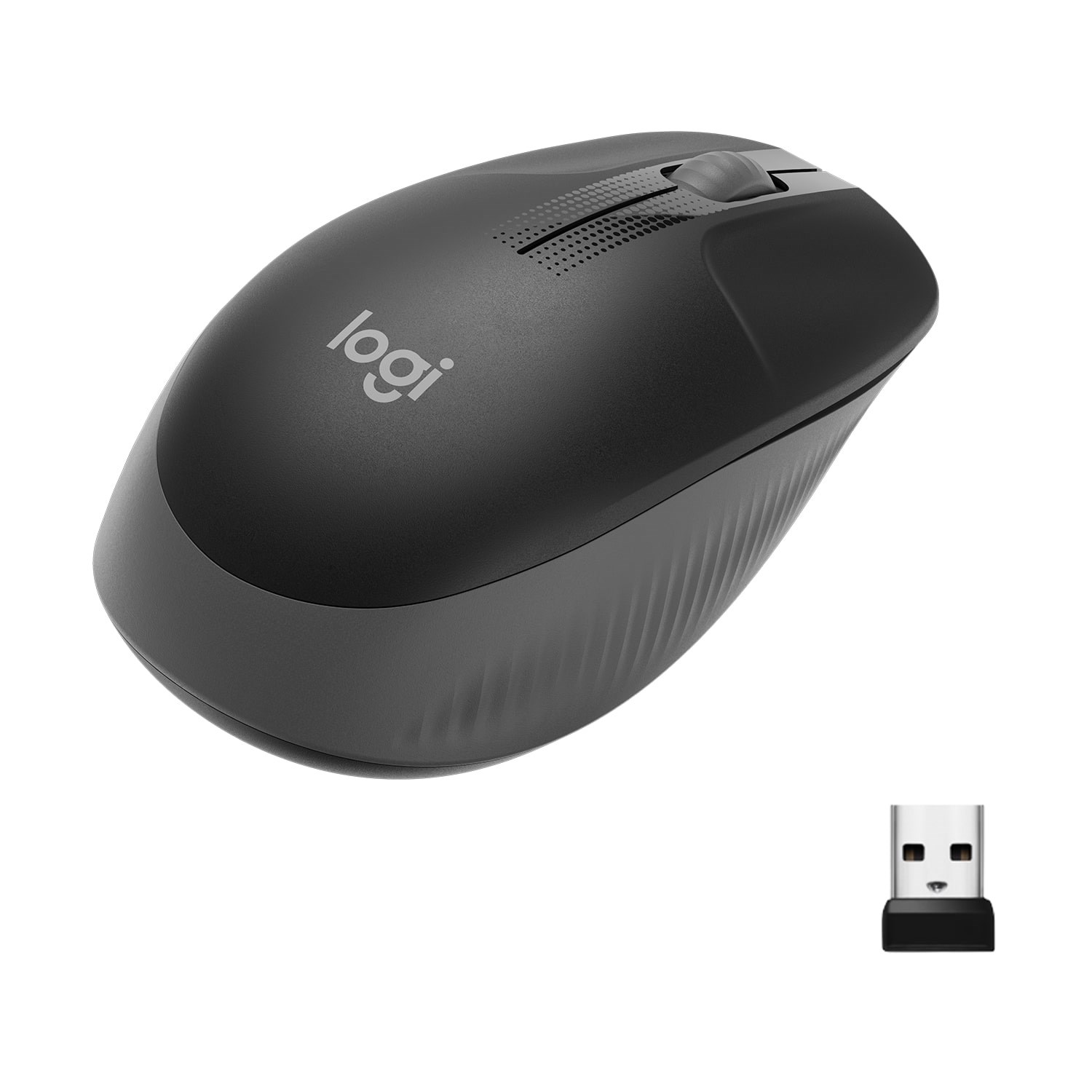 Logitech M190 Full-size Wireless Optical PC Mouse - Charcoal - Mus - Optisk - 3 knapper - Sort Mus 910-005905