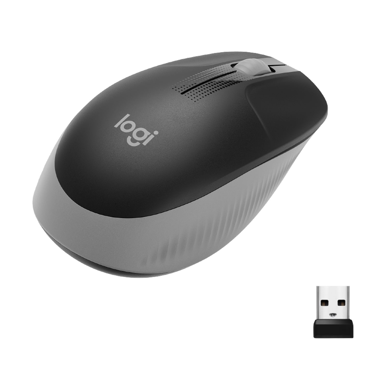 Logitech M190 Full-size Wireless Optical PC Mouse - Mid Grey - Mus - Optisk - 3 knapper - Grå