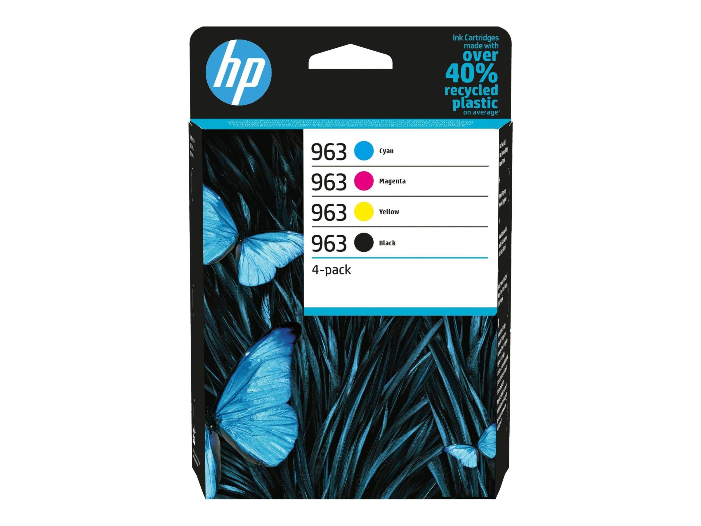 HP 963 / 6ZC70AE 4-Pack Ink (Black Cyan Magenta Yellow) Printerpatron Og Toner 4 farver