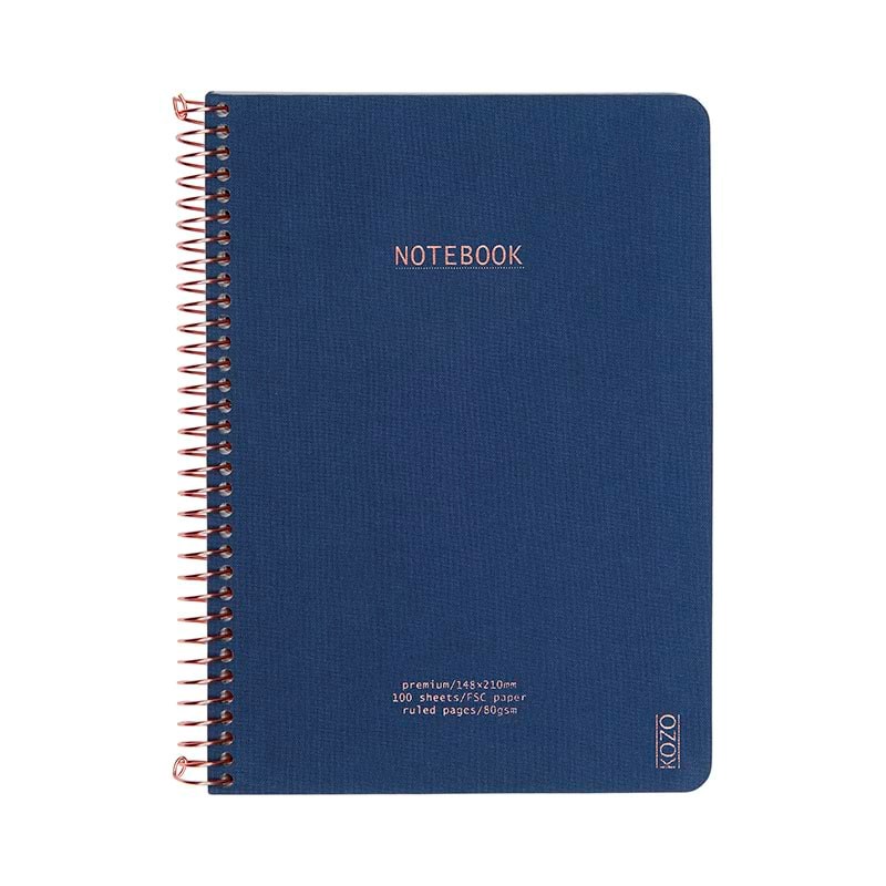 KOZO Premium Notebook A5 navy 100 pcs 80g. Notesbog Blå 320106