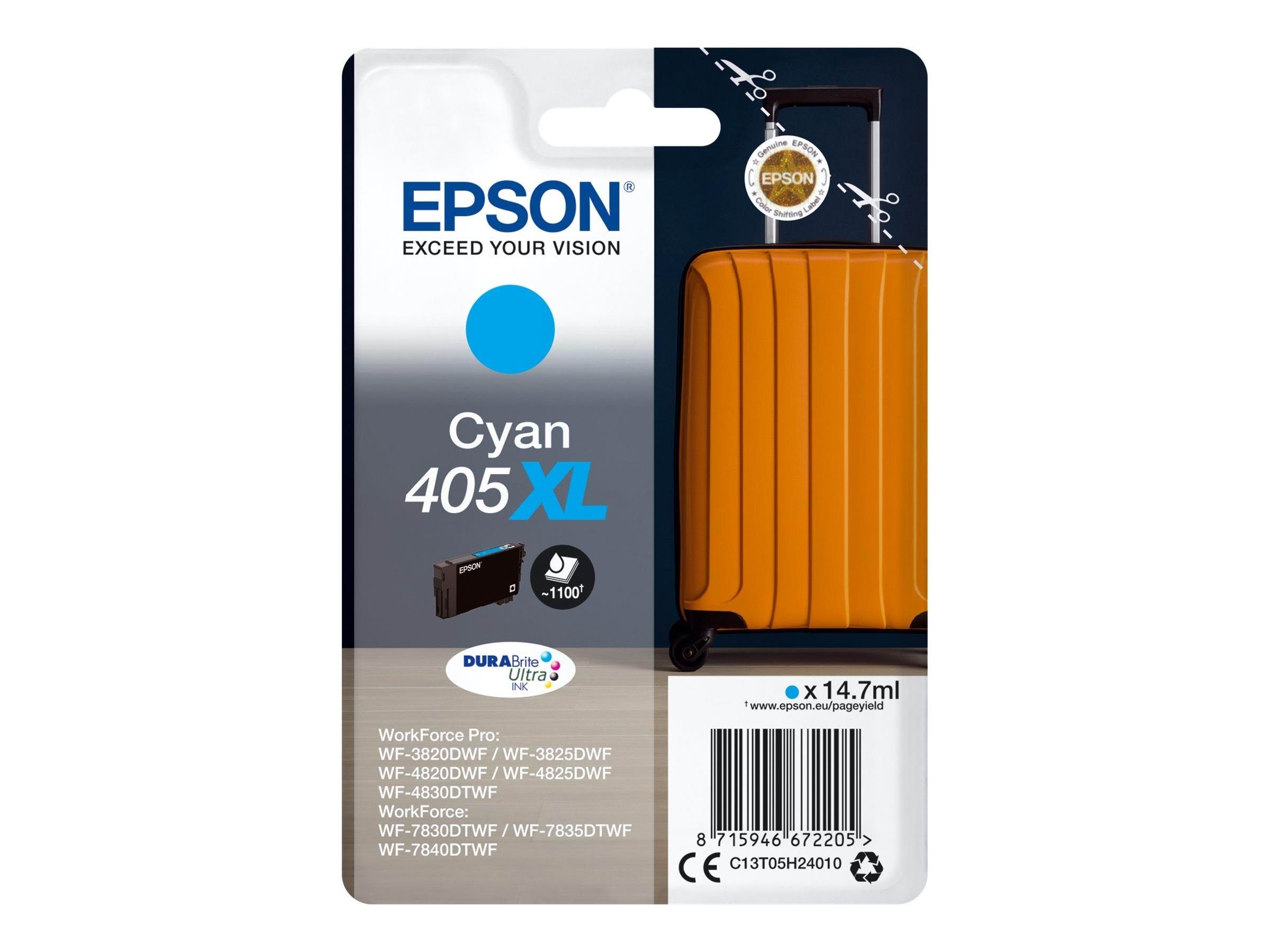 Epson 405XL - cyan - original - ink cartridge Printerpatron Og Toner C13T05H24010