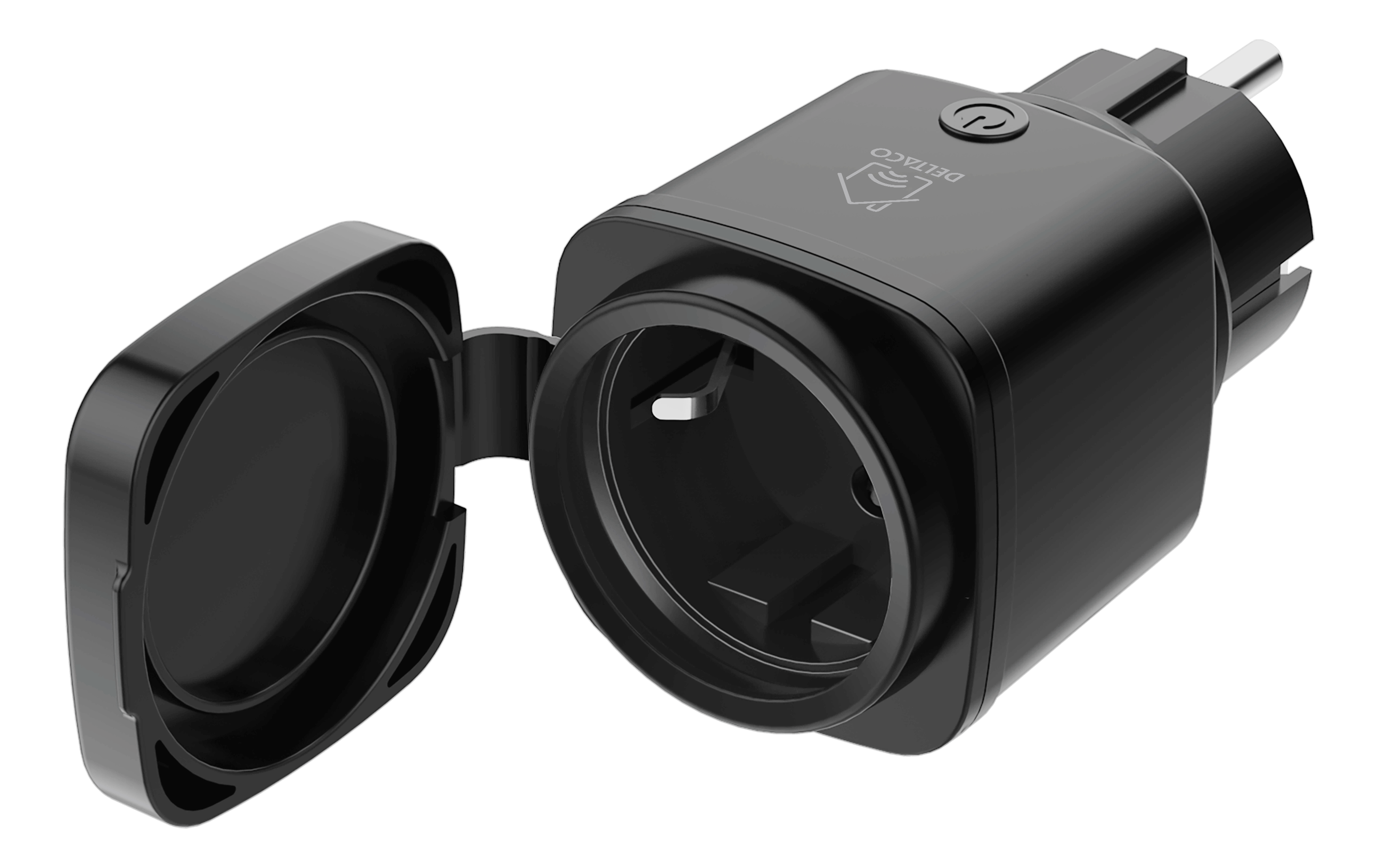 Deltaco Udendørs strømafbryder, WiFi 2,4GHz, IP44, 13A, timer, 1xCEE 7/3, 220-240V, sort/grøn Smart Home SH-OP01