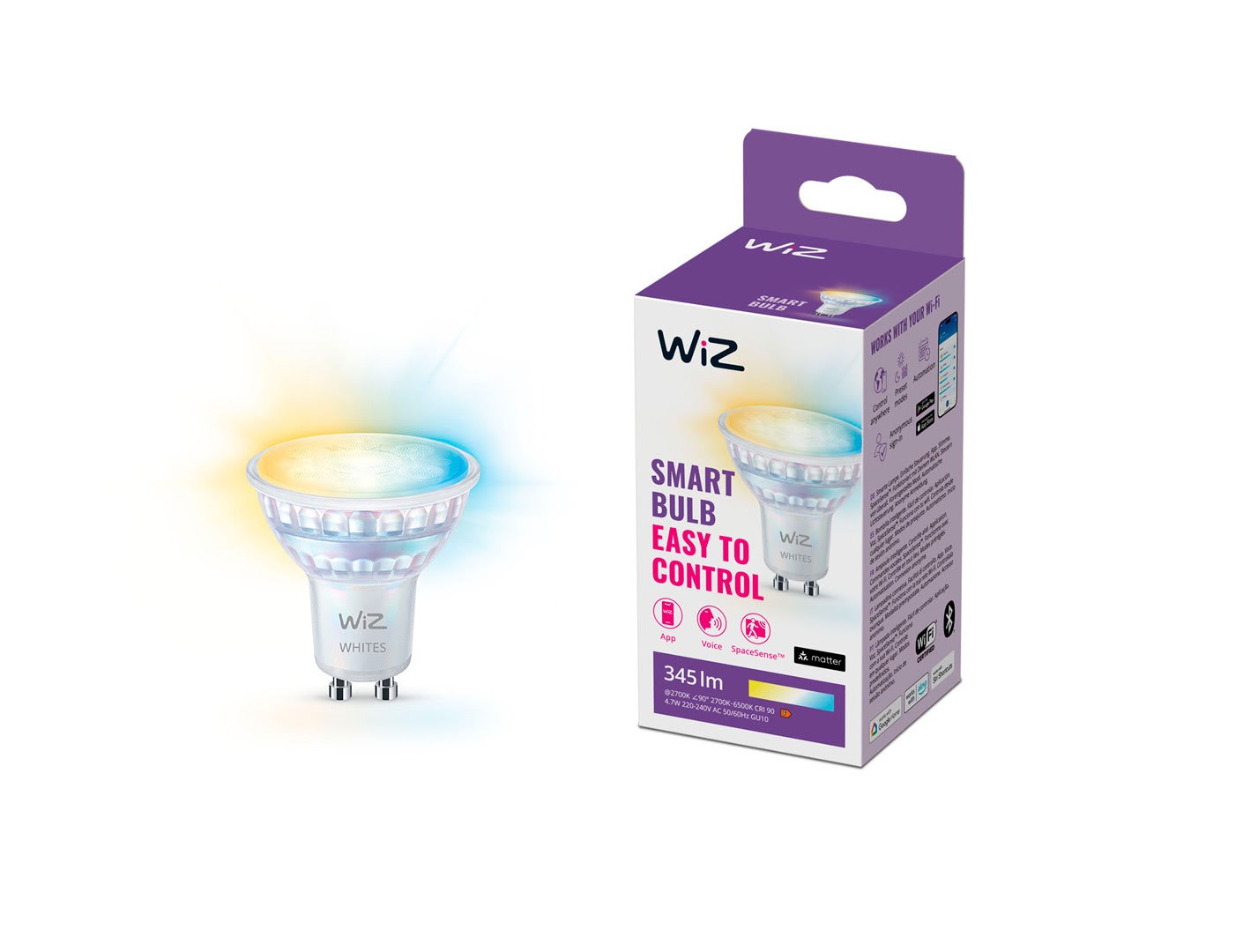 WiZ Tunable GU10 Smart Spotpære - Dæmpbart varmt til koldt hvidt LED-lys Smart Home 929003772222