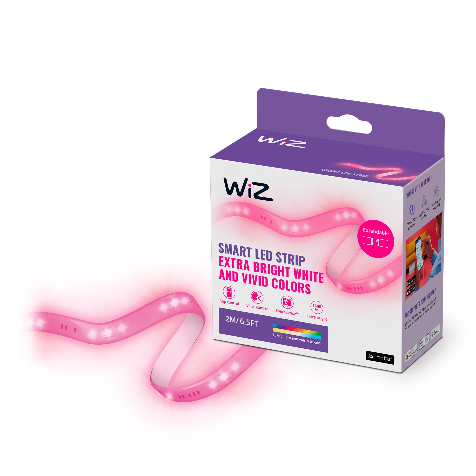 WiZ Smart LED strip startsæt, 2m, dæmpbar, RGB og Justerbart hvidt lys Smart Home 929002524822