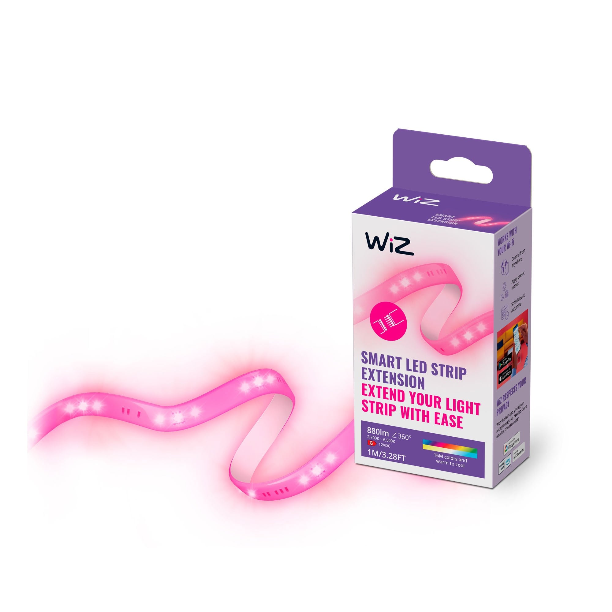 WiZ Smart LED strip forlænger, 1 m, dæmpbar, RGB og Justerbart hvidt lys Smart Home 929002532122