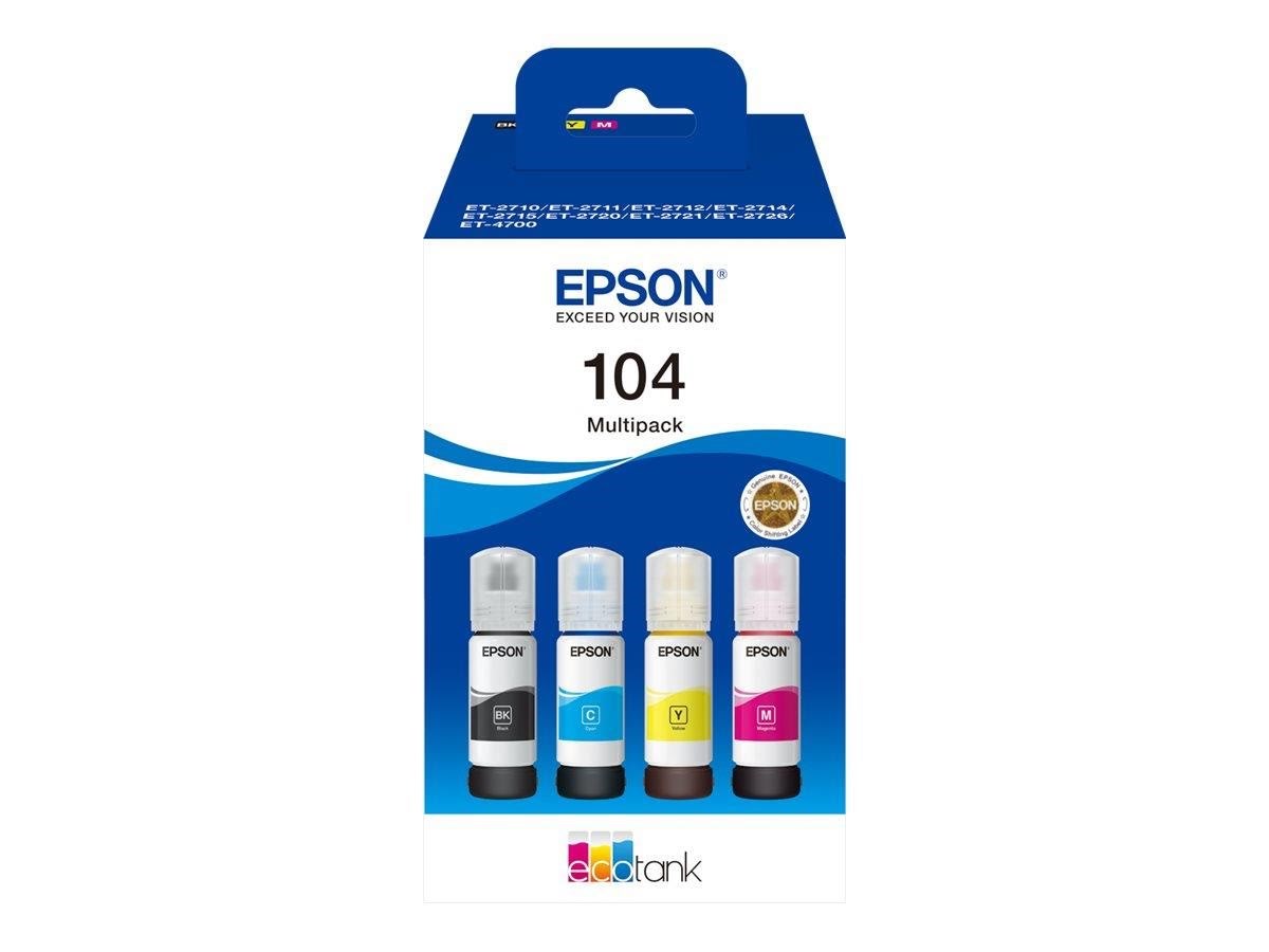 Epson EcoTank 104 - 4-Pack (Yellow Cyan Magenta Black) Ink Printerpatron Og Toner C13T00P640