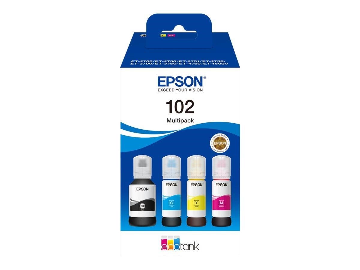 Epson 102 EcoTank - 4-colour Multipack (Black Yellow Cyan Magenta) Ink Printerpatron Og Toner C13T03R640