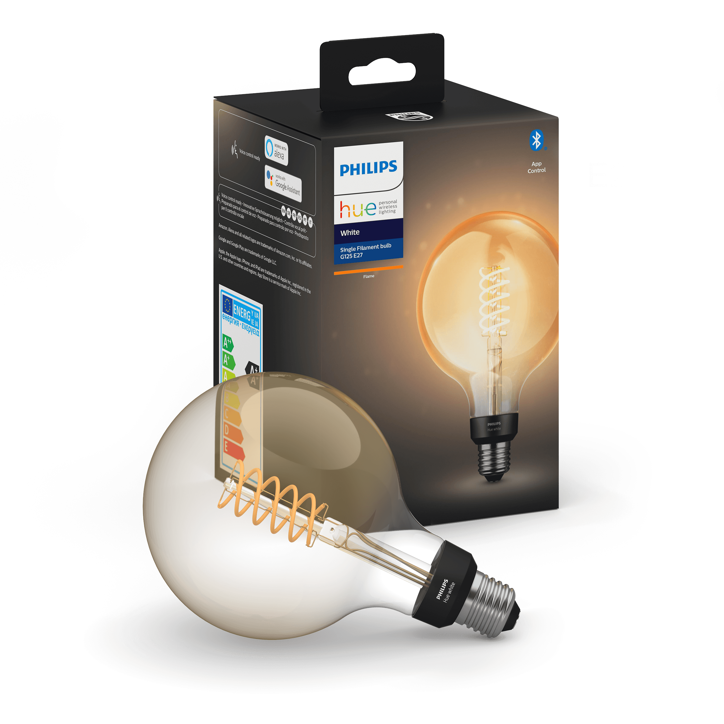 Philips Hue Filament Globe G125, 7W, White, E27 Smart Home 929003052101