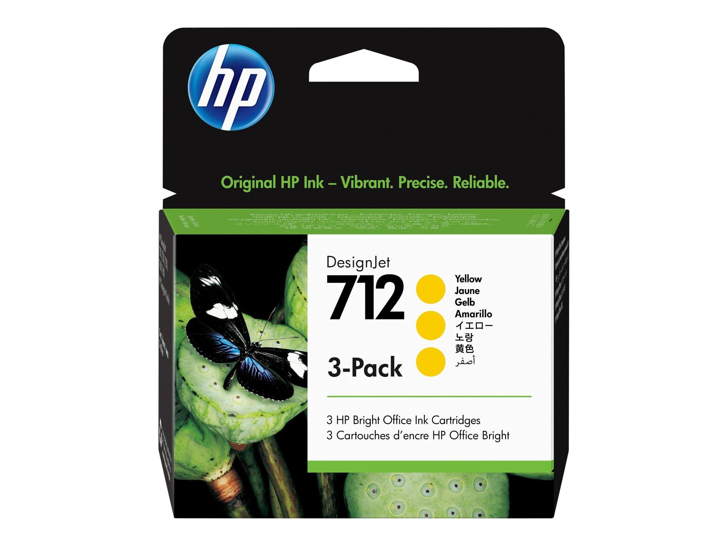 HP 712 / 3ED79A 3-Pack Yellow Ink Printerpatron Og Toner Gul