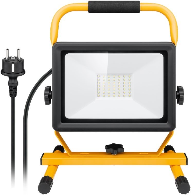 Pro LED projektør med gulvstativ, 50W 6500K, gul/sort Smart Home 4040849499838
