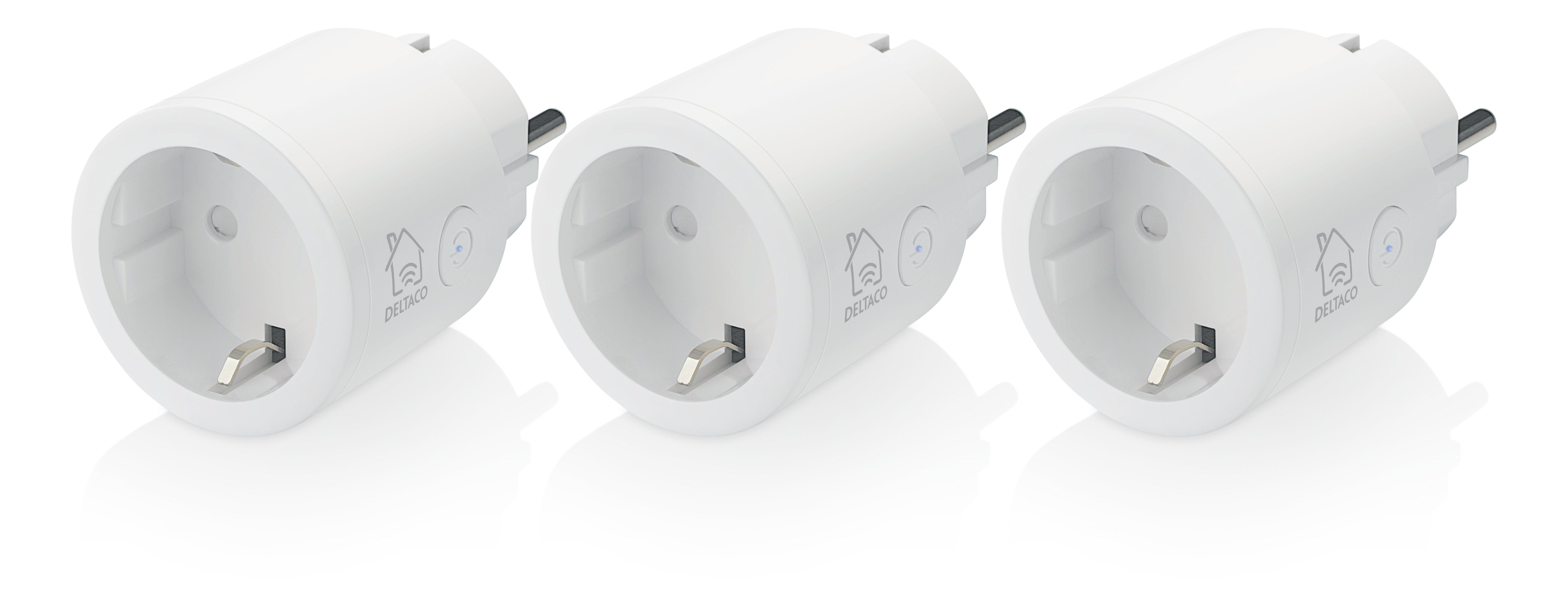 Deltaco Kontakt, Wi-Fi 2,4GHz, 1xCEE 7/3, 10A, timer, 220-240V, 3-pak, hvid Smart Home SH-P01-3P