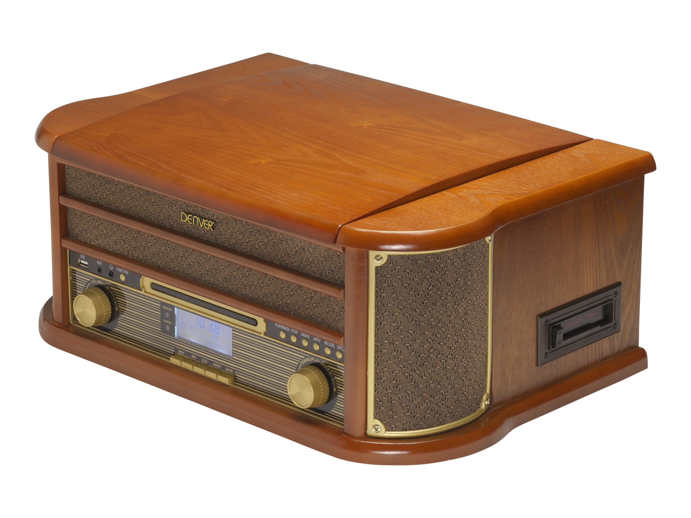 DENVER MRD-51 - Retro music system - LP - CD - FM - DAB - Wood Stereoanlæg Sort