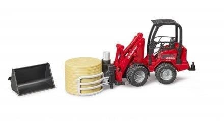 Bruder Schäffer Compact loader 2630 with bale gripper and 1 bale toy Legetøjsbil 02192