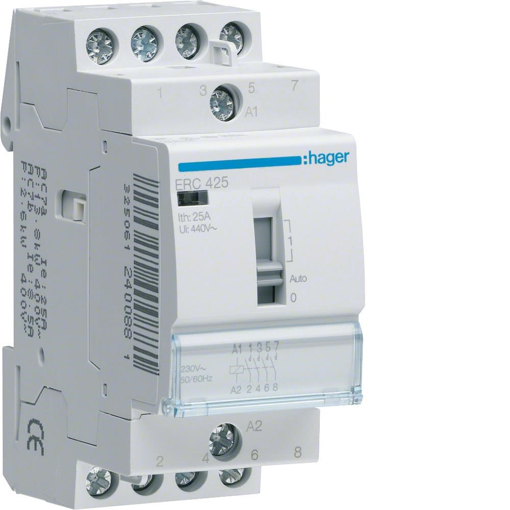 Hager Relæ 16a 2 sl + 2 br 230vac 2m Komponent Til Tavle Og Kasse ERC418