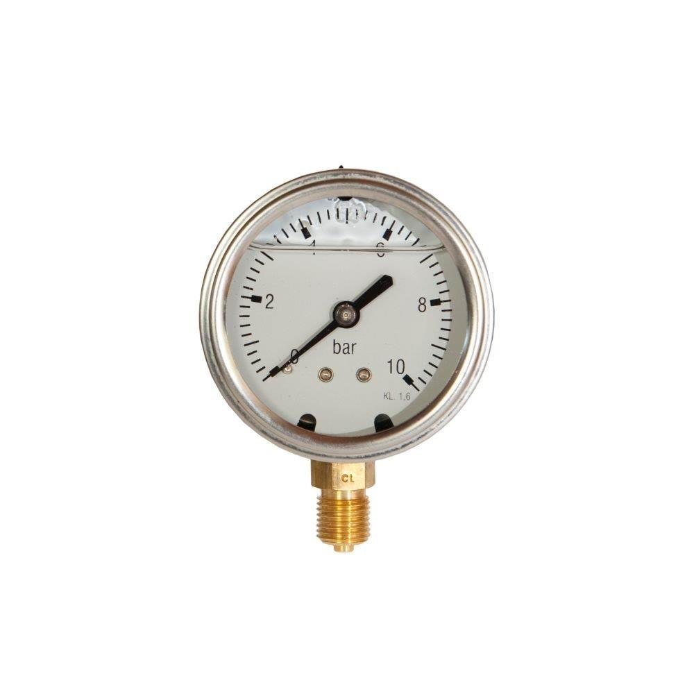 Erik Færgemann Manometer 1/4xø63 0-10 bar, nedadrettet studs med glycerin