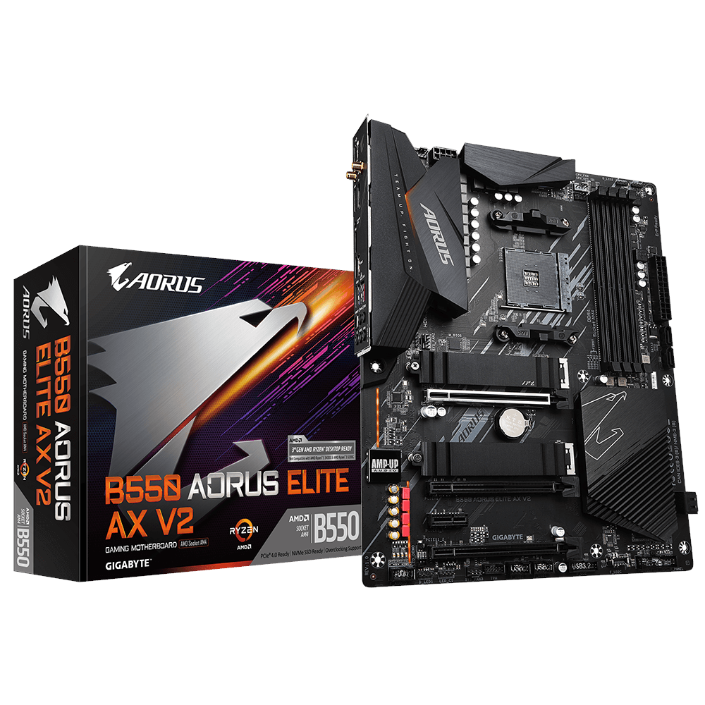 GIGABYTE B550 AORUS ELITE AX V2 Bundkort - AMD B550 - AMD AM4 - DDR4 RAM - ATX Bundkort