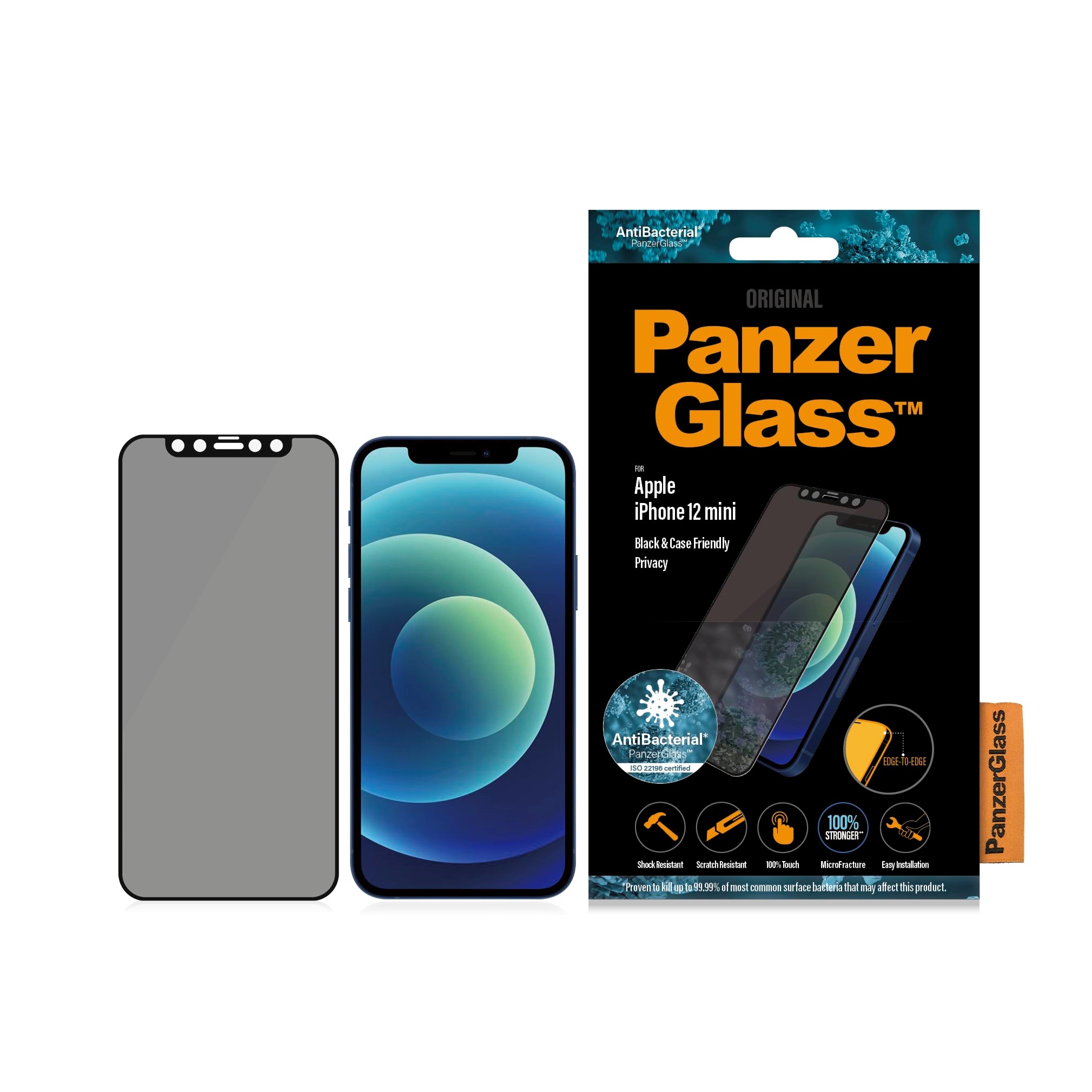 PanzerGlass Privacy Screen Protector Apple iPhone 12 Mini | Edge-to-Edge Beskyttelsesglas PANZERP2710