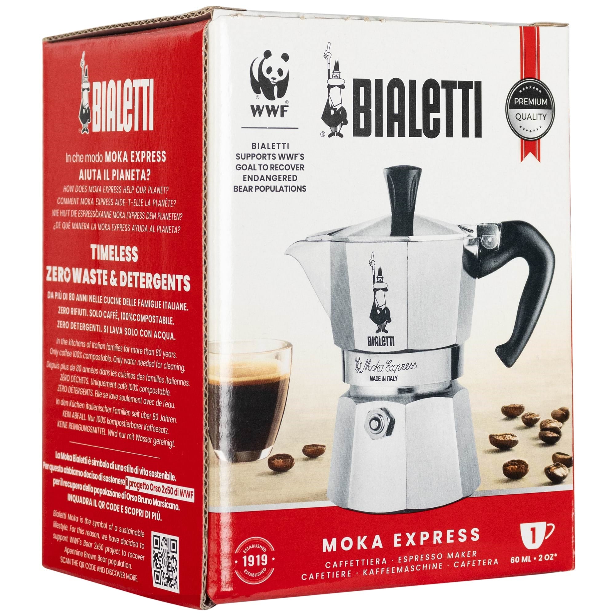 Bialetti Moka Express 1 cup Kaffemaskine Sølv 1161