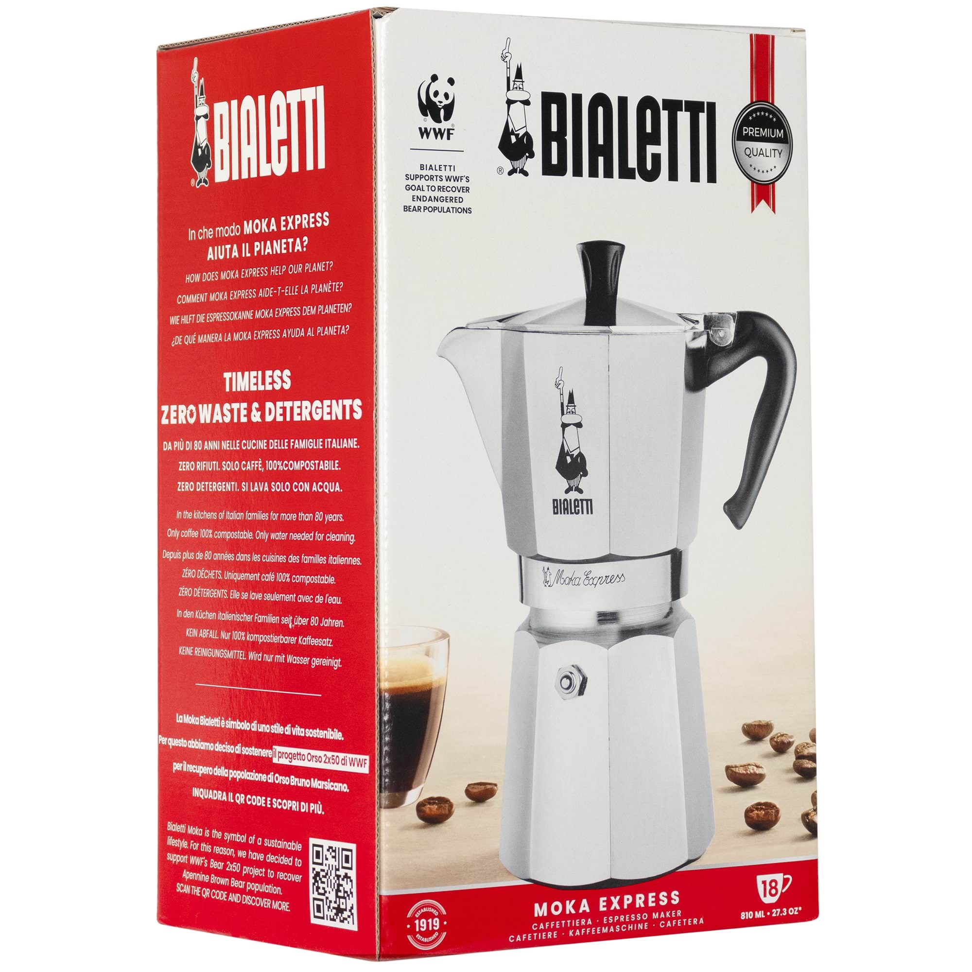 Bialetti Moka Express 18 cups Kaffemaskine Sølv 0001167/X2