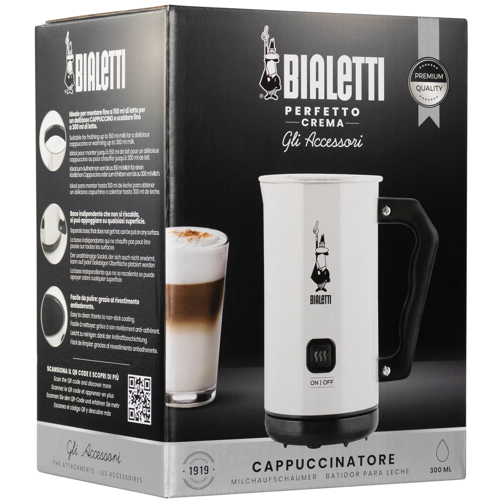 Bialetti Soft Cream 150ml/300ml Kaffemaskine Hvid 4432
