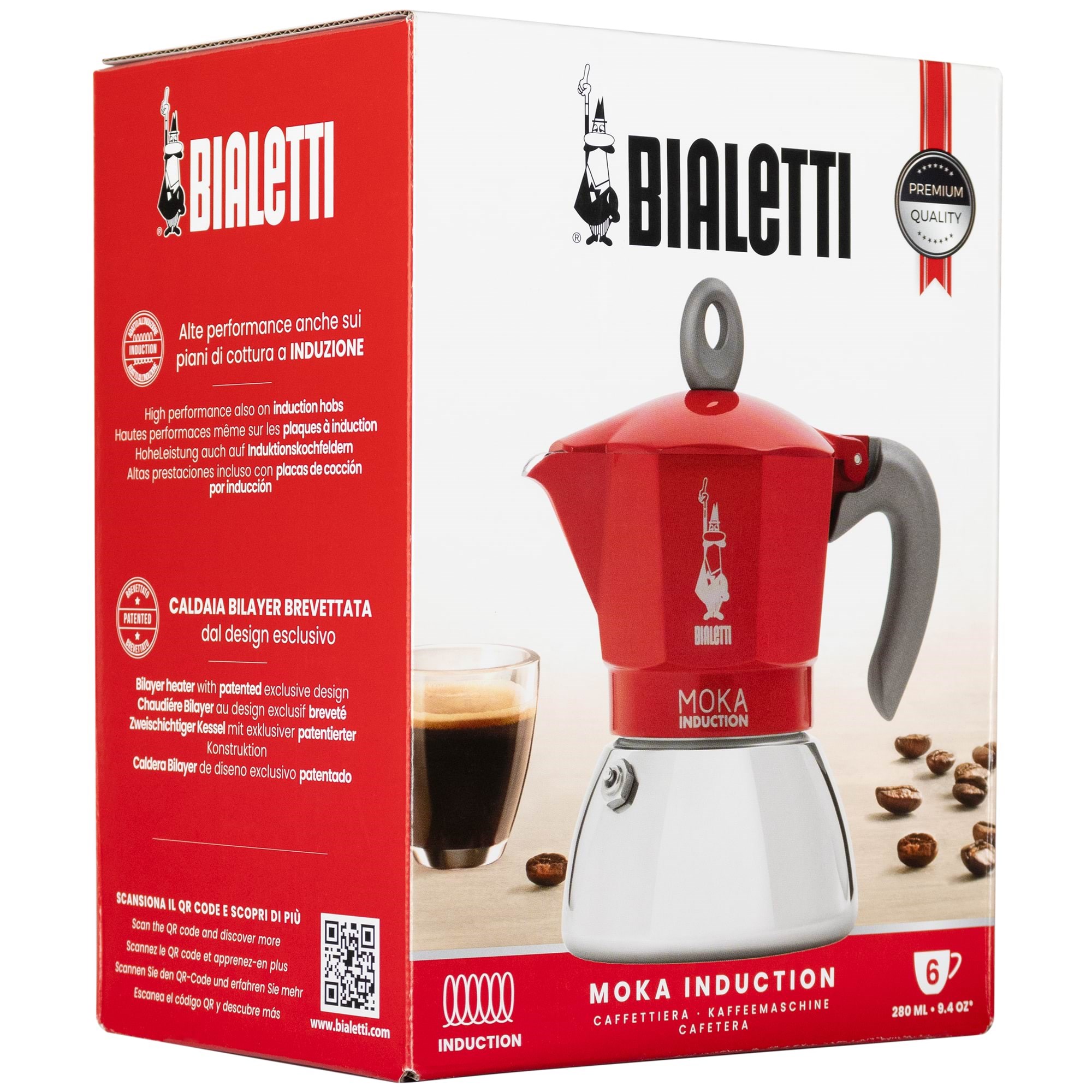 Bialetti Moka Induction 2.0 - 6 cups Kaffemaskine Rød 6946