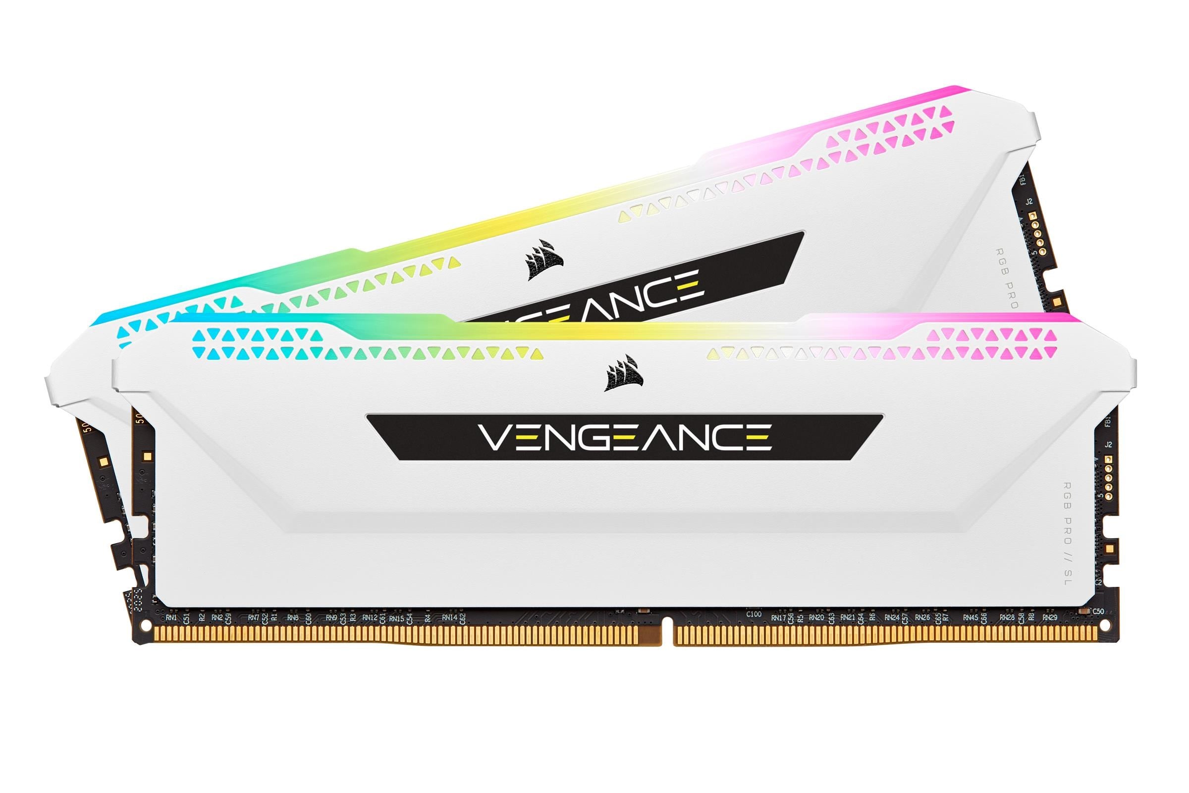 Corsair Vengeance RGB PRO SL DDR4-3200 - 32GB - CL16 - Dual Channel (2 pcs) - Intel XMP - Hvid med RGB