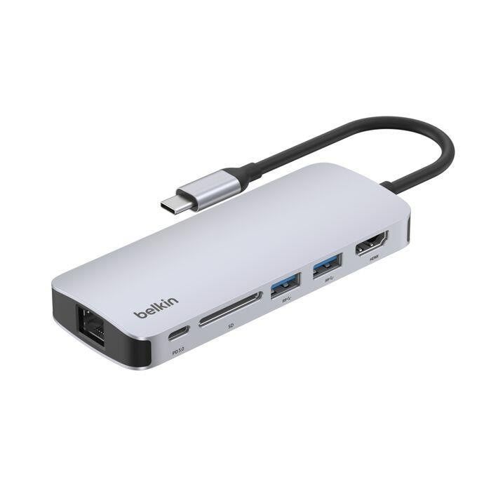 Belkin USB-C 6-in-1 Multiport Adapter Docking Station AVC008BTSGY