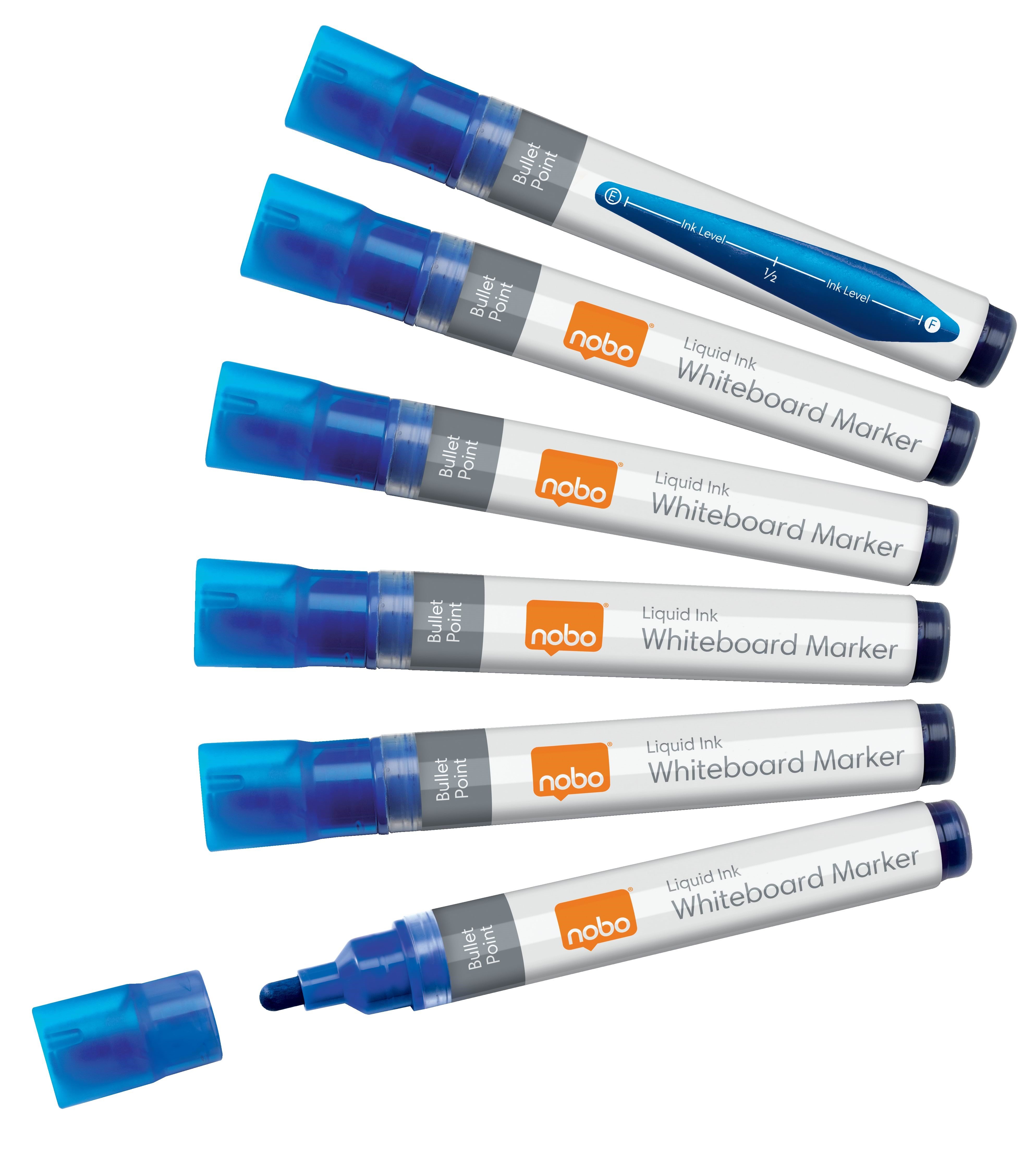 Nobo whiteboard marker rund spids 3 mm hurtigtørrende blæk, pakke/10 stk. Blå