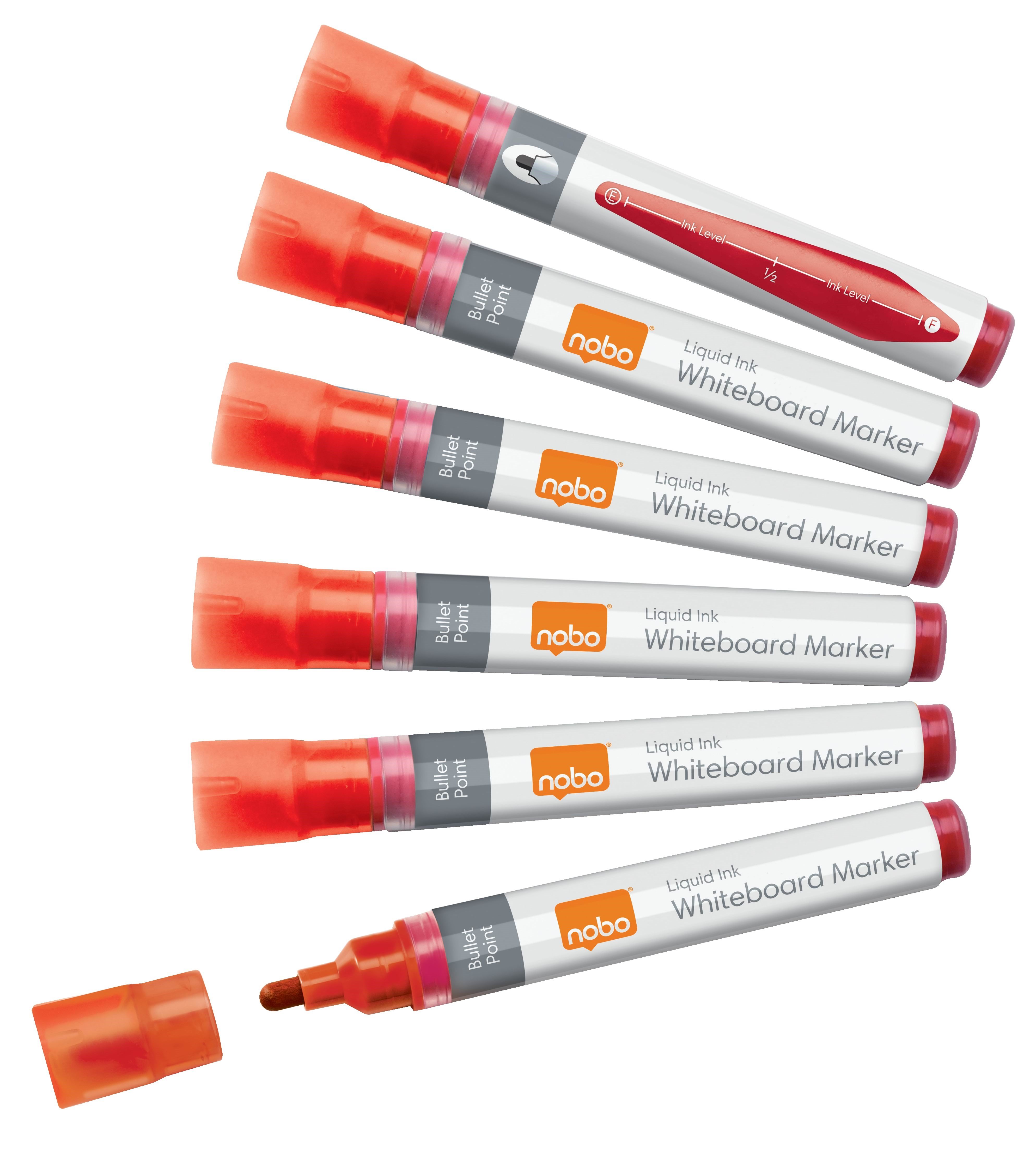 Nobo whiteboard marker rund spids 3 mm hurtigtørrende blæk, pakke/10 stk. Rød