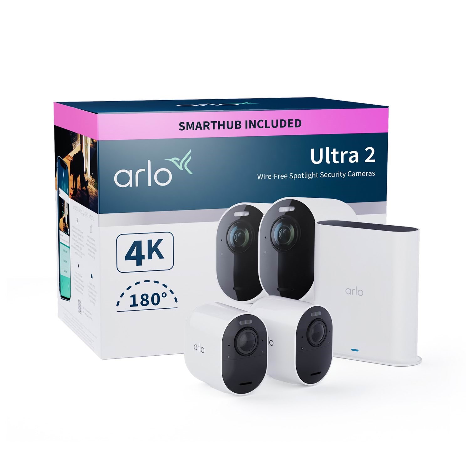 Arlo Ultra 2 4K UHD Trådløst Sikkerhedskamerasystem - 2 Kameraer Smart Home VMS5240-200EUS