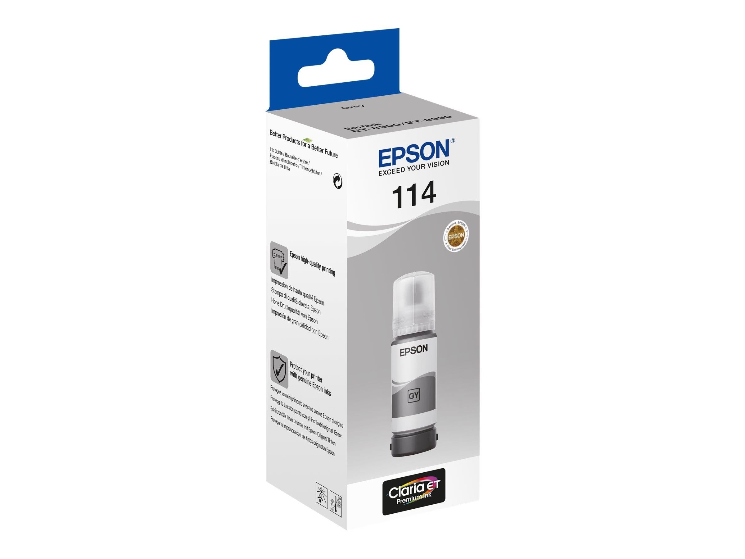 Epson 114 / C13T07B540 EcoTank Ink Refill 70 ml Grey Printerpatron Og Toner Grå
