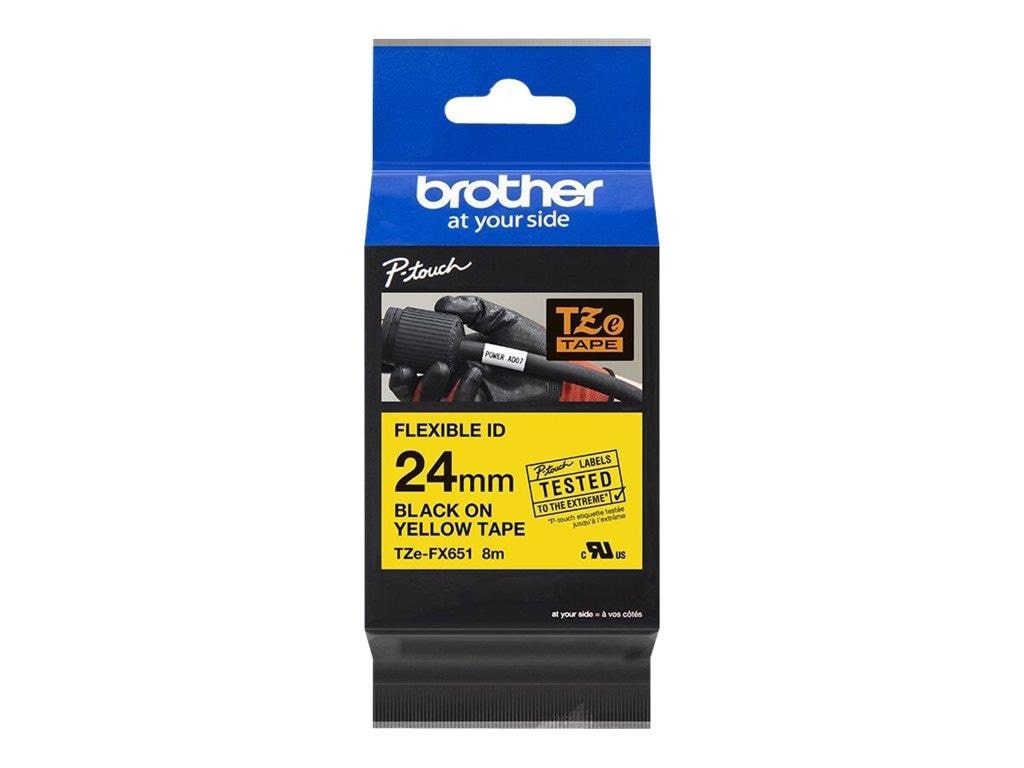 Brother Tape brother sort/gul tze fx651 24 mm fleksibel Fotopapir TZEFX651