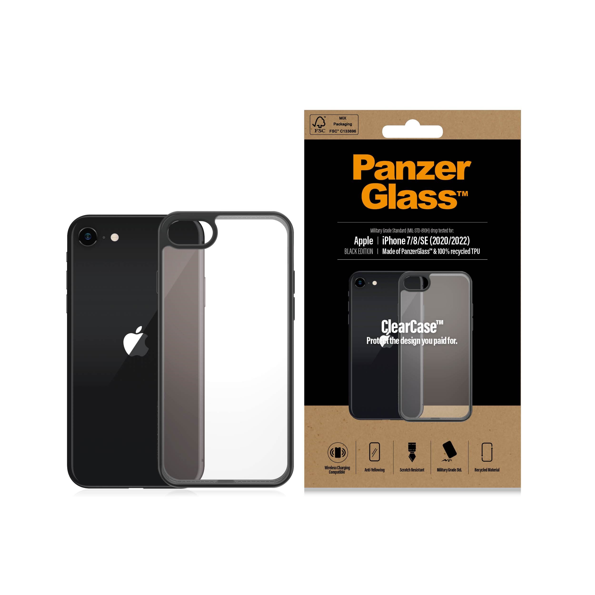 PanzerGlass ClearCase Apple iPhone 8 | 7 | SE (2020/2022) | Black Mobilcover PANZER0227