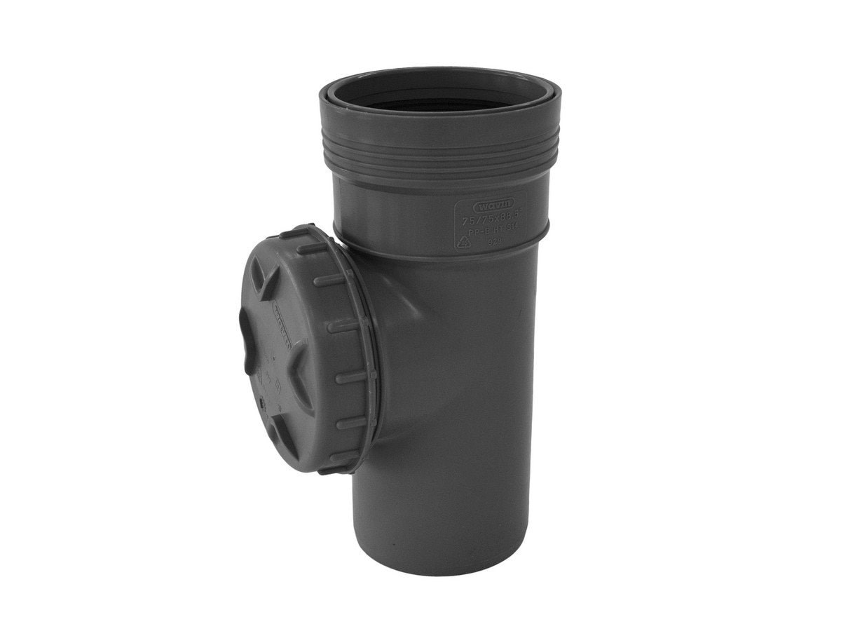 Wavin Wafix pp renserør 110 mm med dæksel grå Afløb 1450940
