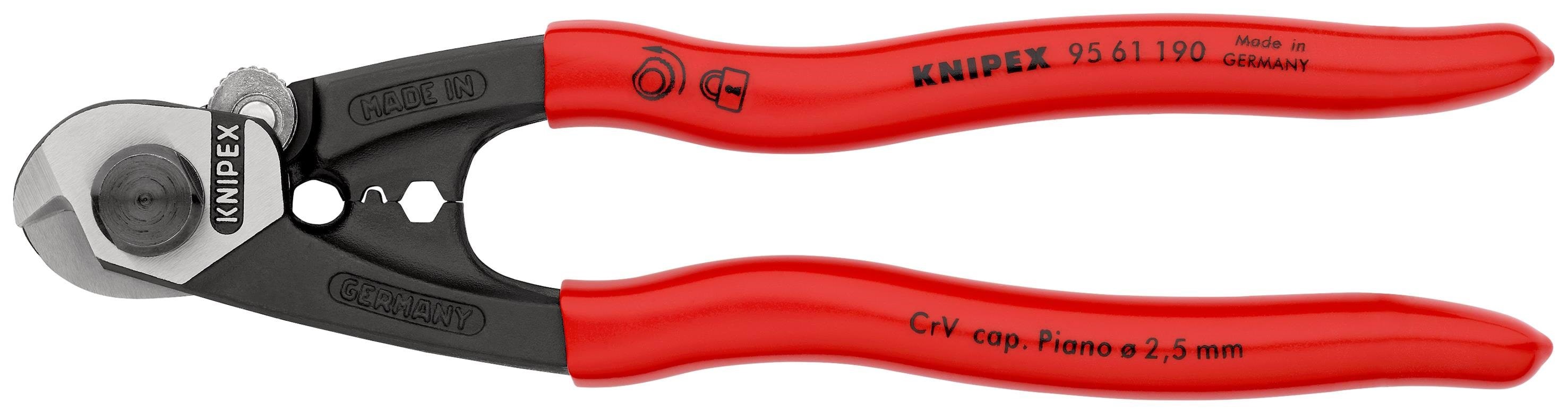 KNIPEX Stålwiresaks smedet betrukket med kunststof 190 mm Værktøj 95 61 190