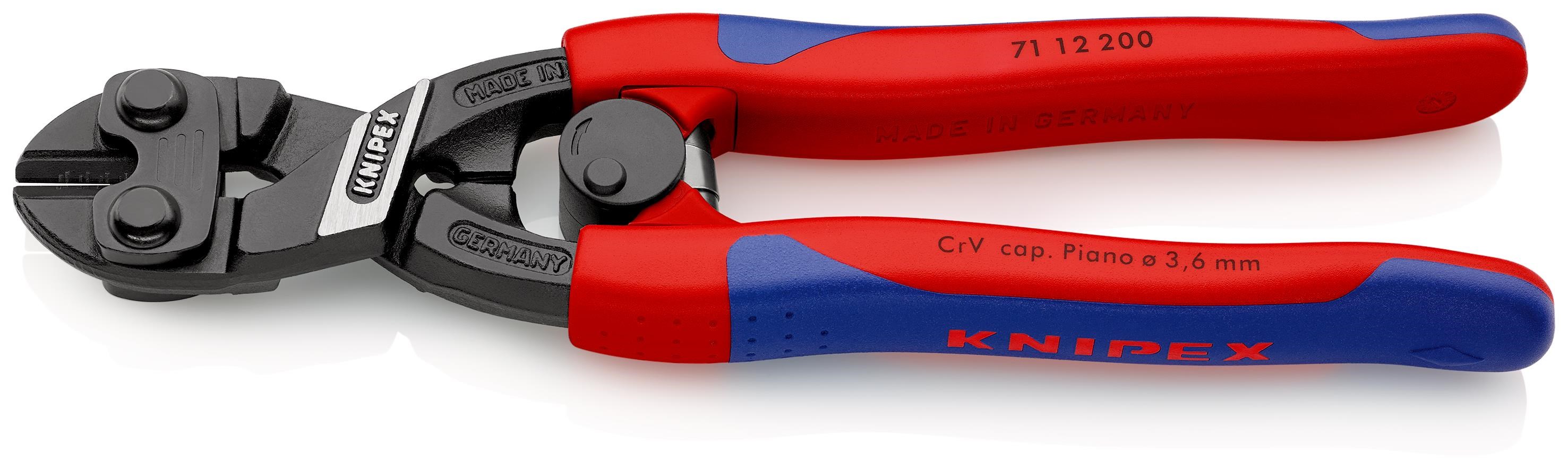 KNIPEX cobolt 71 12 200, kompakt boltsaks, 200 mm, med fjeder, greb med slanke flerkomponent-håndtag Værktøj