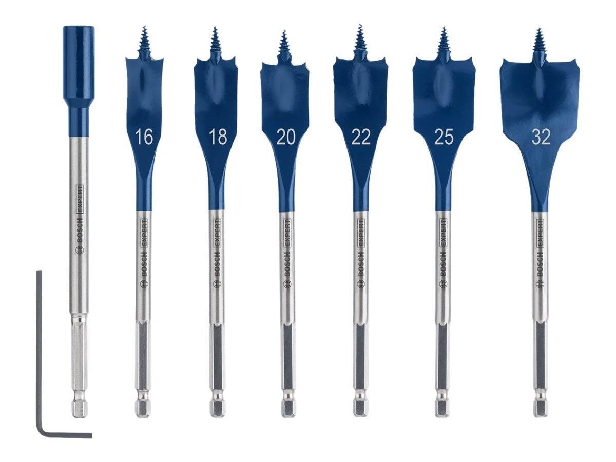 Bosch Flat Milling Drill Bit Set Self-Cut 16-32 mm 7 Bits Bor Og Bits 2608900334