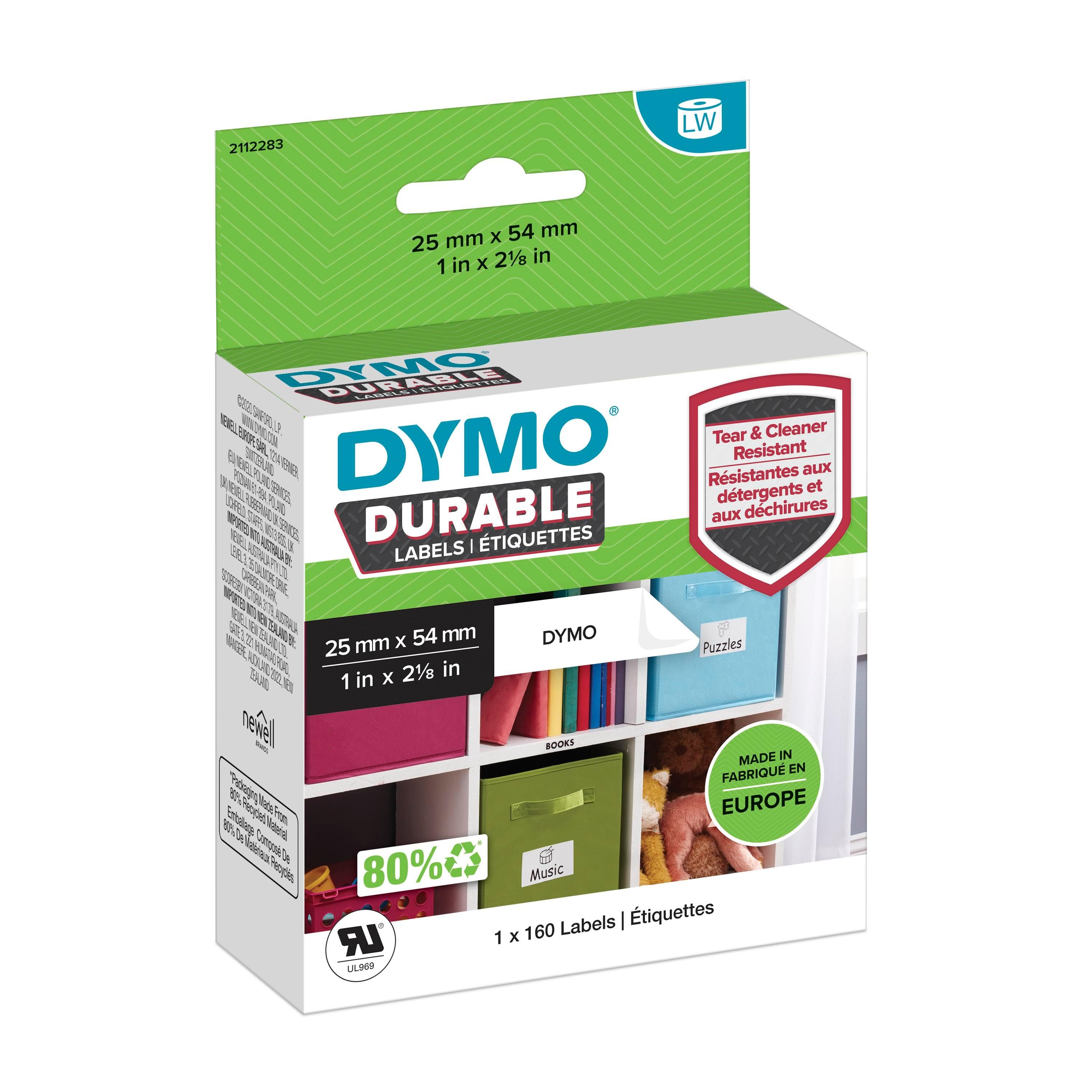 DYMO LabelWriter Durable multifunktionelle etiketter | 25mm x 54mm | 1 rulle x 160 stk