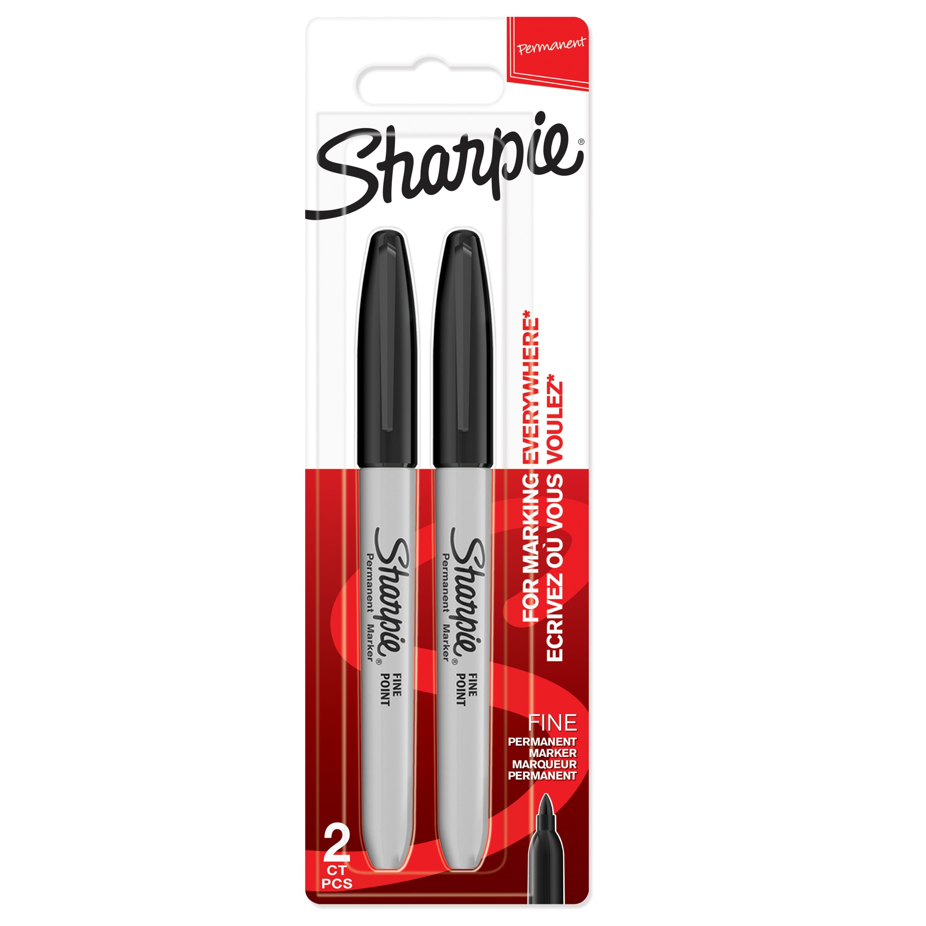 Sharpie Permanent Markers | Fin spids | Sort | 2 styk Tegneværktøj 1985860