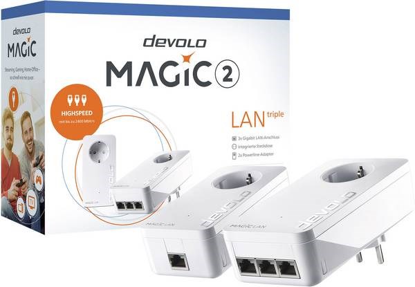 devolo Magic 2 LAN Triple Starter Kit Homeplug / PowerLine Homeplug Powerline 08510