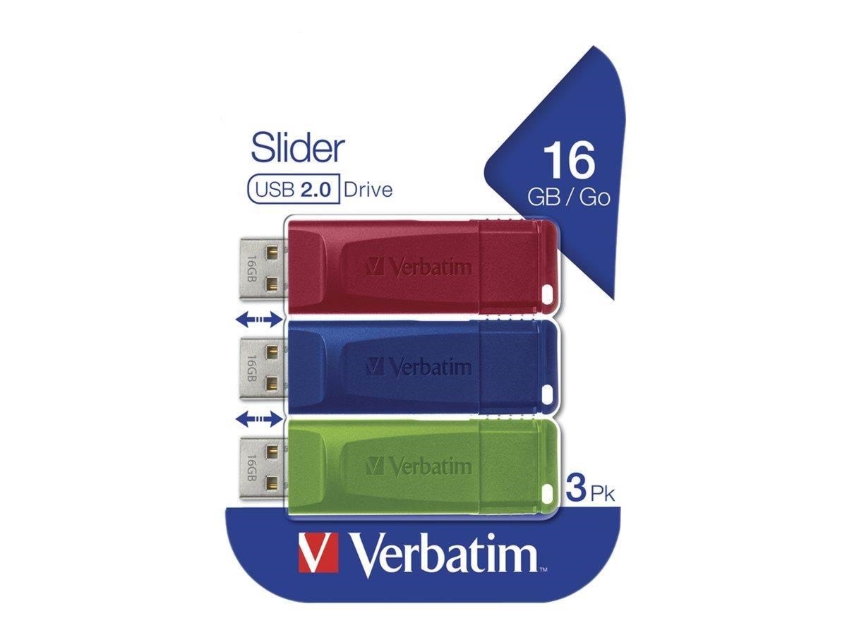 Verbatim Slider - 16GB - USB Stick Usb Stick Blå 49326