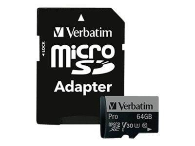 Verbatim Pro U3 microSD/SD - 90MB/s - 64GB Hukommelseskort 47042