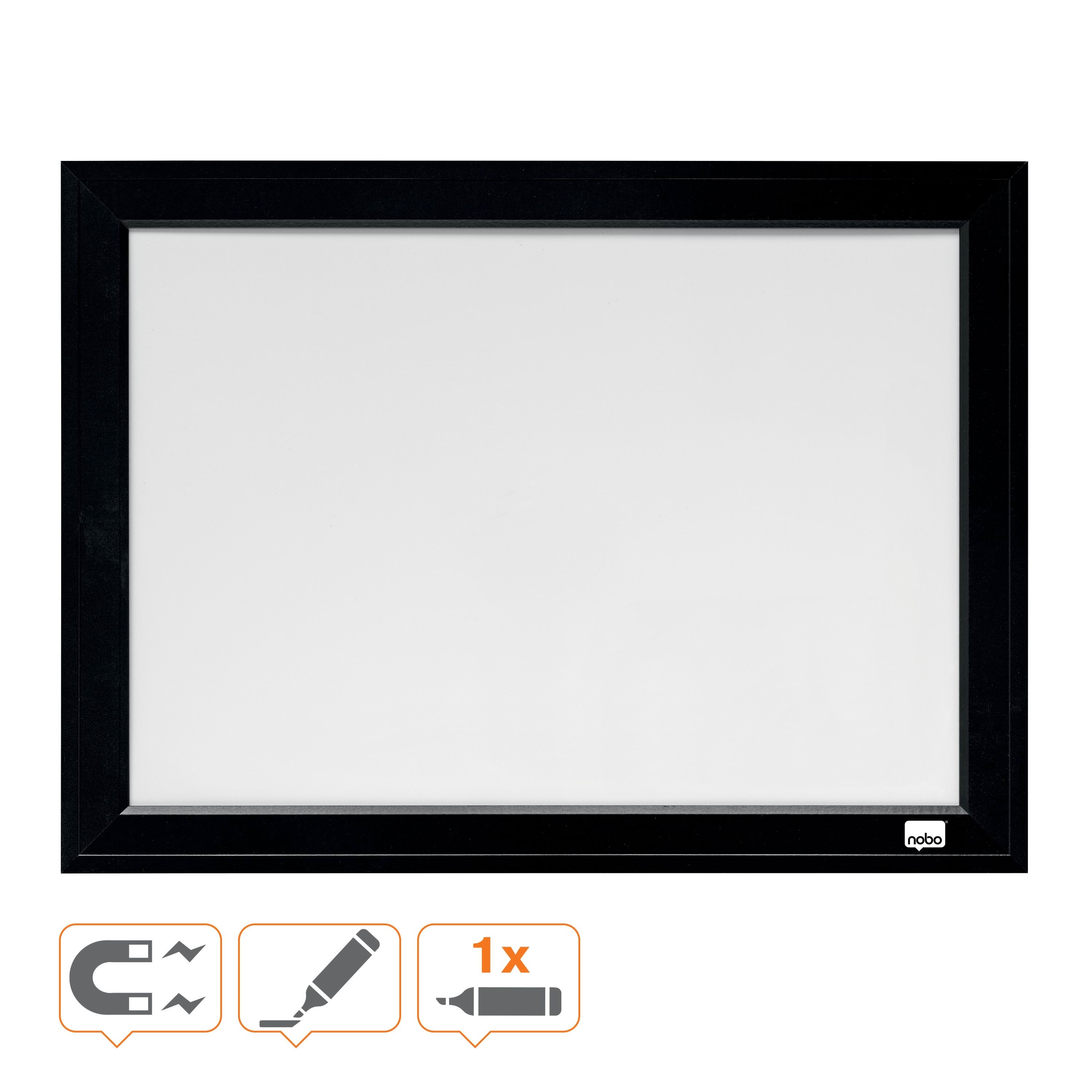 Nobo lille magnetisk whiteboard med sort ramme 58,5x43 cm, sort Konference Præsentation 1903785