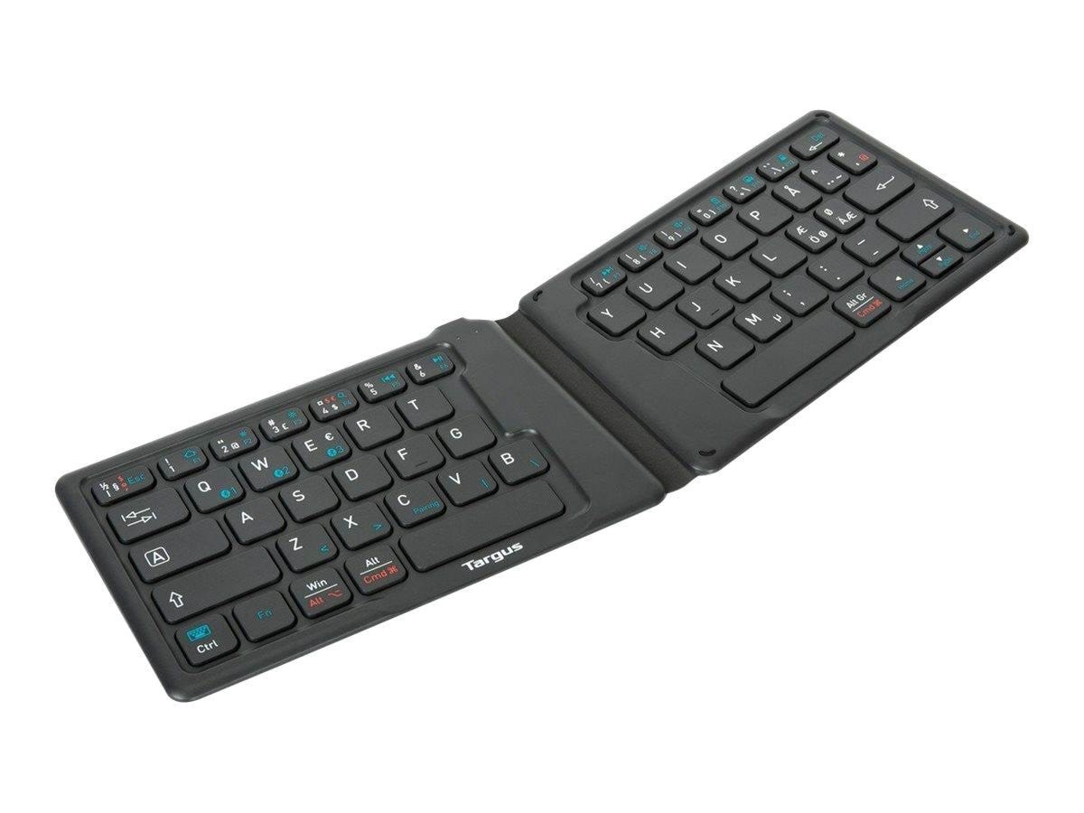 Targus Antimicrobial Ultra-Compact Folding Ergonomic Bluetooth - Tastatur - Nordisk - Sort