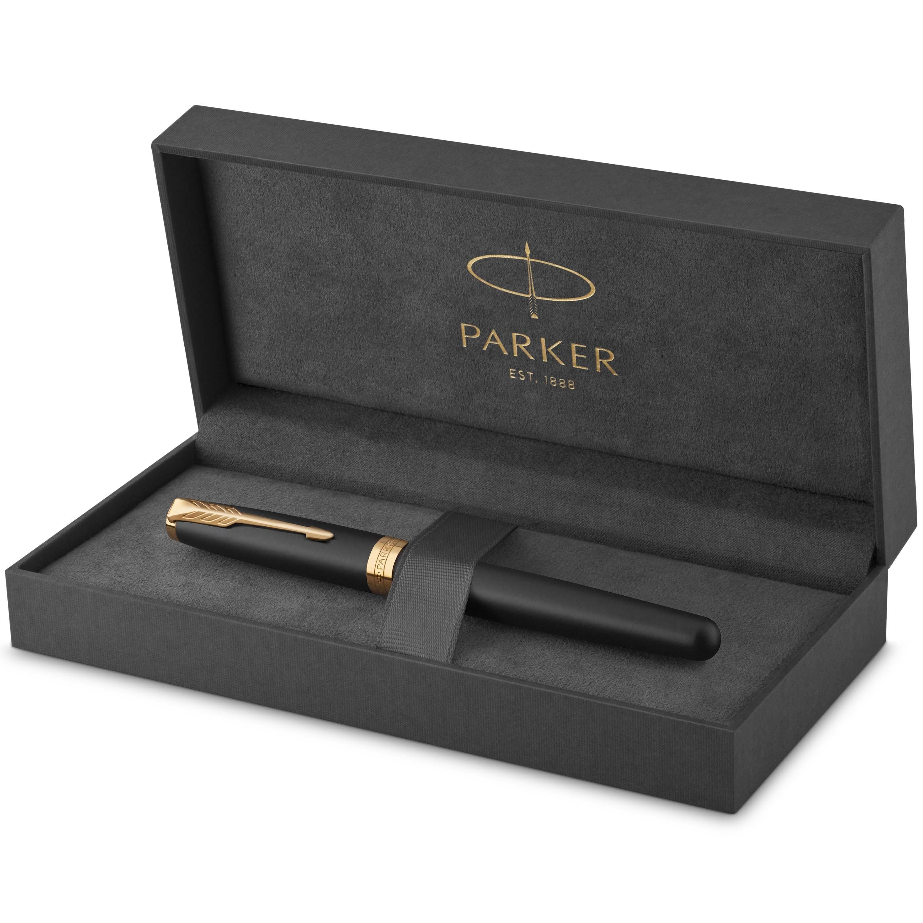 Parker Sonnet-kuglepen | matsort lak med detaljer i guld | fin spids med sort blæk | gaveæske Tegneværktøj 1931518