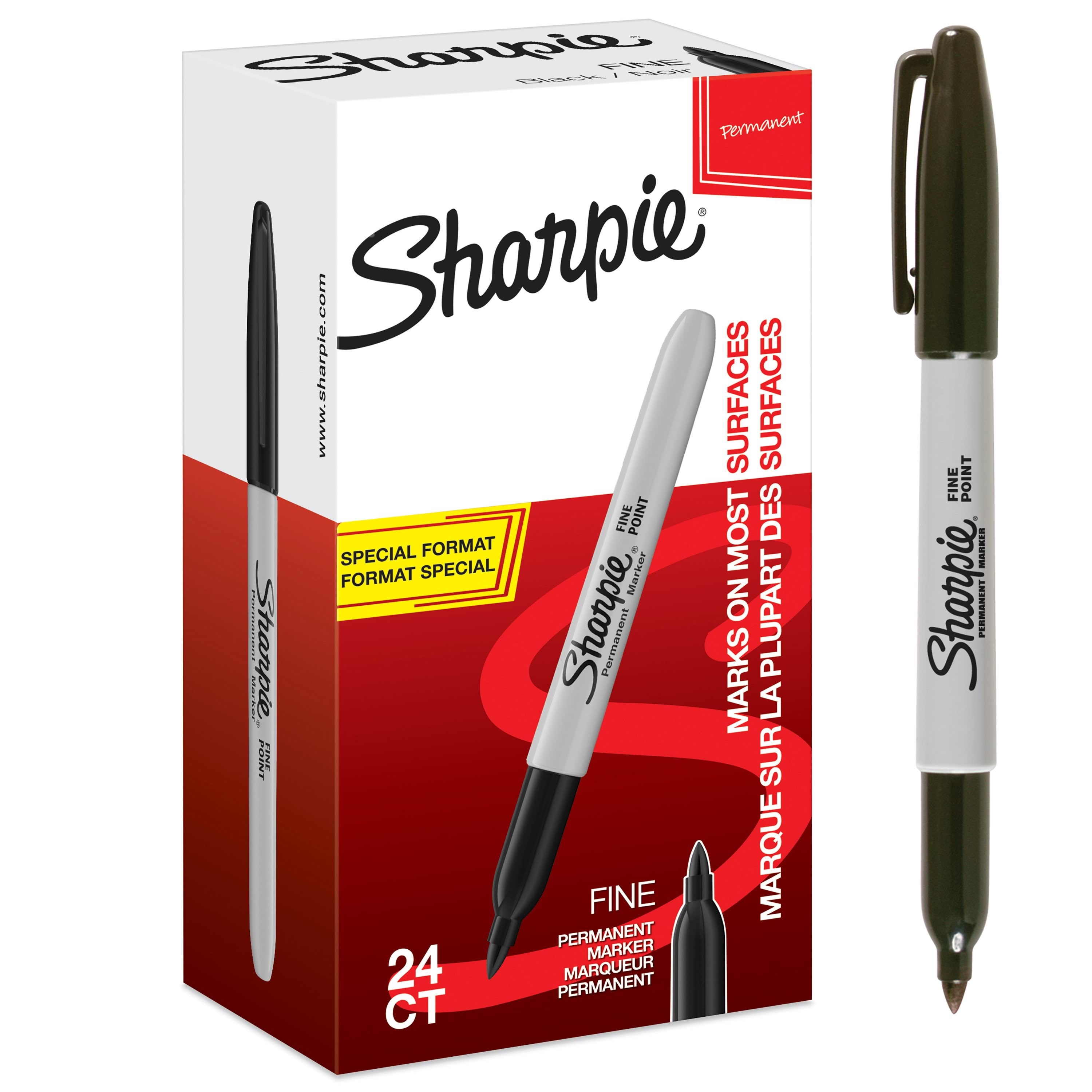 Sharpie Permanent Markers | Fin spids | Sort | 24 styk Tegneværktøj 2077128